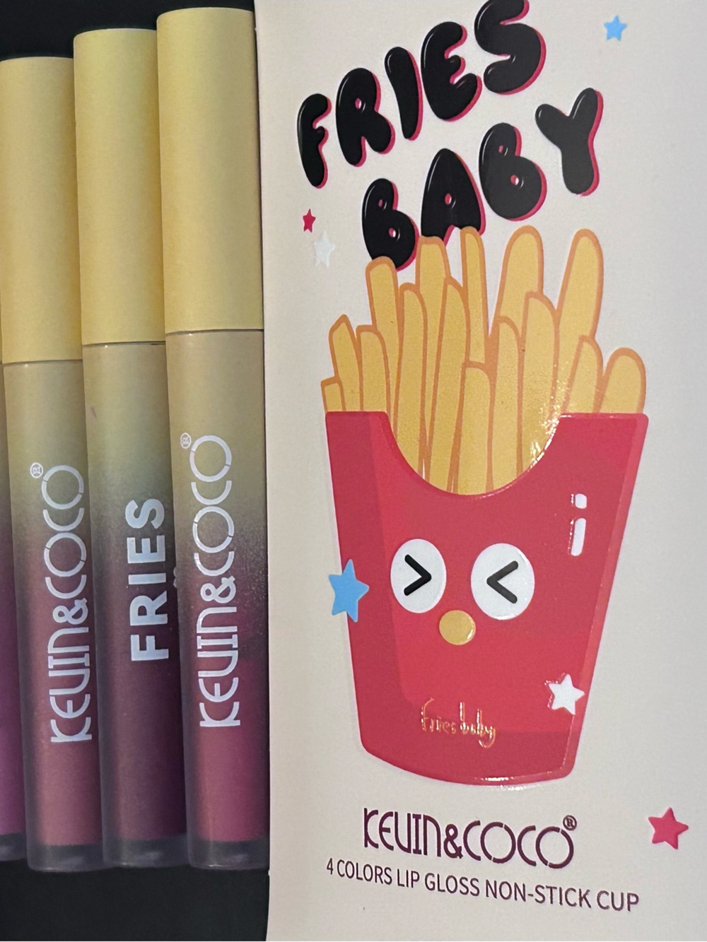 Kevin & Coco FRIES Baby Lip Gloss Set of (4) Four Colors - Brand New
